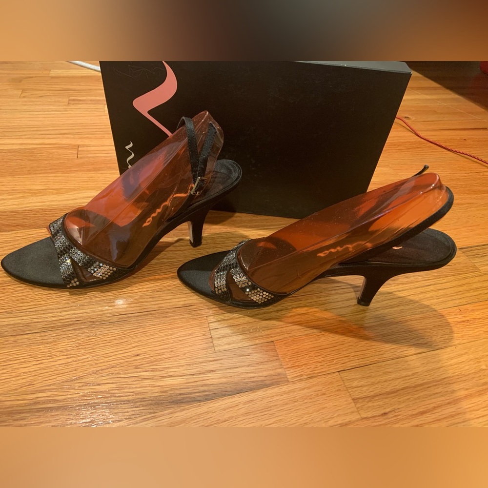 Black Luster Satin Formal Heels